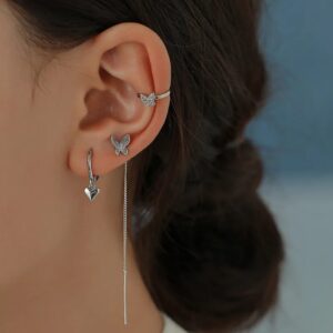 Set Butterfly Charm – Pendientes y Mini Corazón Colgante en Cobre