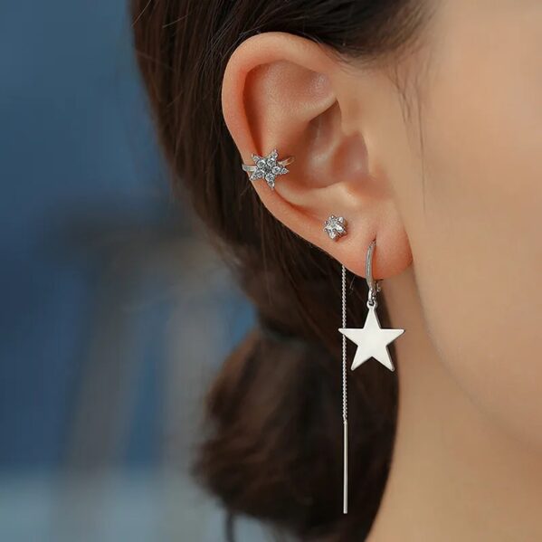 Set Starry Trio – Pendientes y Piercing con Estrellas en Cobre