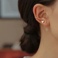 Set Elegance Hearts – Juego de Pendientes y Piercing en Cobre