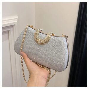 Bolso Nocturno Brillante Cuadrado – Plata