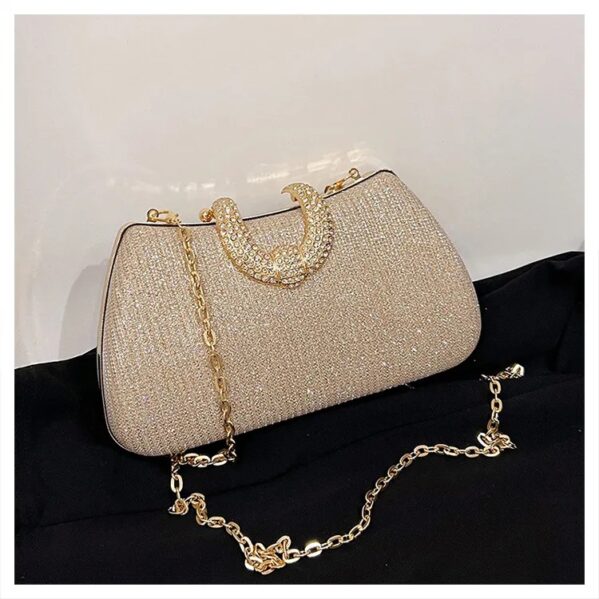 Bolso Nocturno Brillante Cuadrado – Oro