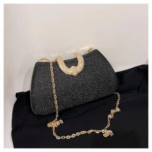 Bolso Nocturno Brillante Cuadrado – Negro