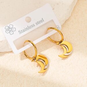 Moon Layers – Aretes Lunares Bicolor en Acero Titanio