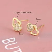 Dúo Amor – Pendientes Doble Corazón en Oro 18K con Circón