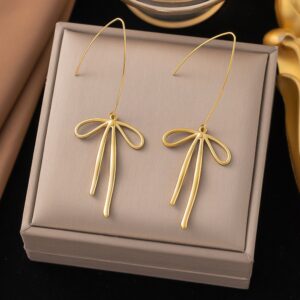 Light Bow – Pendientes de Gota con Moño