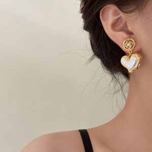 Vintage Heart Pearl – Pendientes de Gota en Aleación con Perlas Artificiales