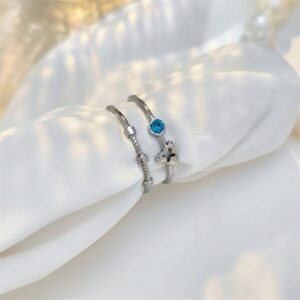 Anillo Zeno Acero Inoxidable Azul/Plateado