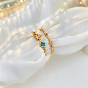 Anillo Zeno Acero Inoxidable Azul/Dorado