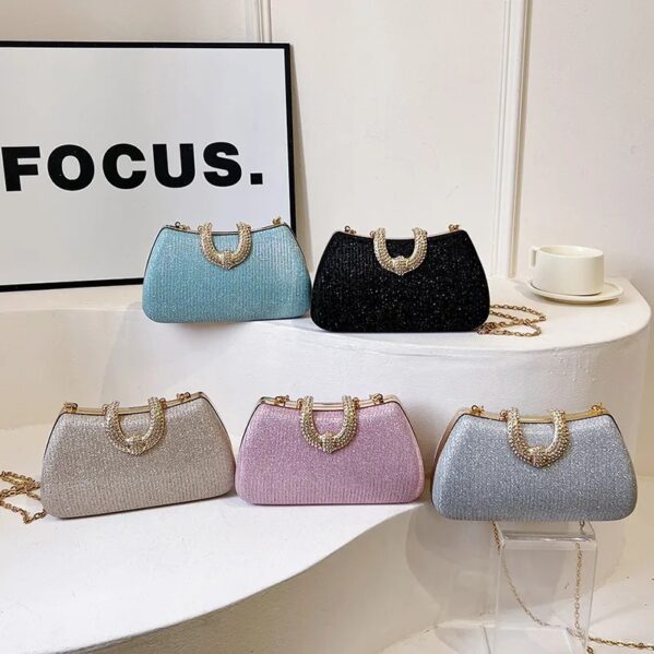 Bolso Nocturno Brillante Cuadrado – Plata - Imagen 2