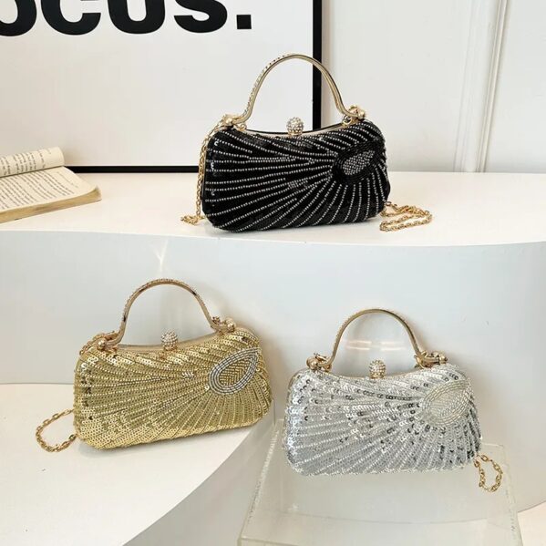 Bolso Clutch Brillante Lumina - Plata - Imagen 3