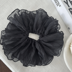 Scrunchie Flor de Gasa - Negro