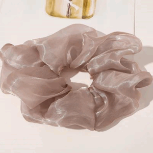 Scrunchie Clasico Plisado - Champán Metalico