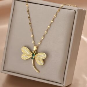 Collar Libélula Dorada – Acero Inoxidable 316