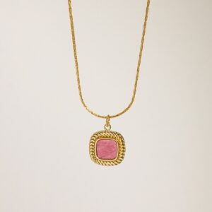 Collar Rosé Retro – Acero Titanio & Rodocrosita