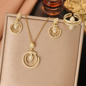 Set Dorado Brillante – Acero Inoxidable 316 + Circonias