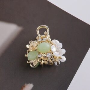 Pinza Con Pedrería Jade - Oval