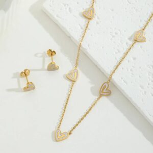 Set Corazoncitos Doodle – Acero Inoxidable Chapado 18K