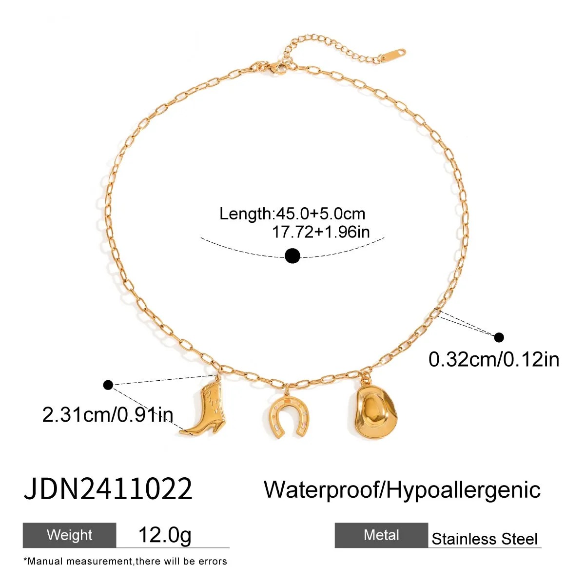 Collar Vaquero Wild West Charms – Acero Inoxidable Con Recubrimiento PVD - Imagen 4
