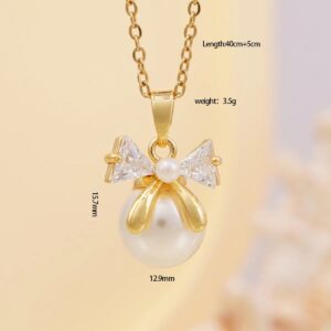 Collar Lazo Perlado Charm – Acero Inoxidable Dorado