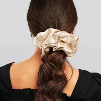 Scrunchie Satín Plisado - Caqui