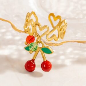 Anillo Ajustable Cherry Love - Acero Inoxidable