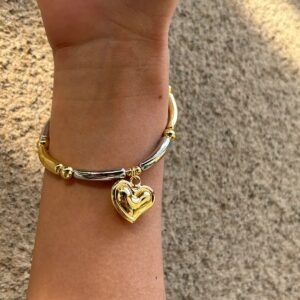 Pulsera Corazón Shell – Cobre Bicolor con Dije Dorado