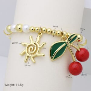 Pulsera Cherry Sun – Cobre & Perla Artificial