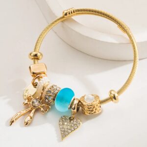 Brazalete Bowheart Charm Aquamarine – Acero Inoxidable 304
