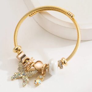 Brazalete Butterfly Charm Perla – Acero Inoxidable