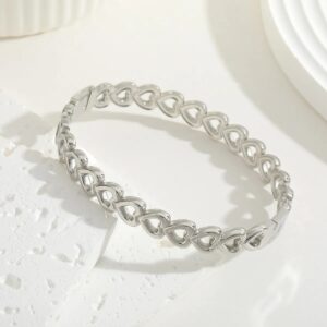 Brazalete Love Link Plateado – Acero Inoxidable Chapado en Oro 14K