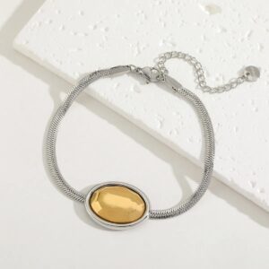 Pulsera Oval Shine – Acero Inoxidable con Detalle Dorado 18K