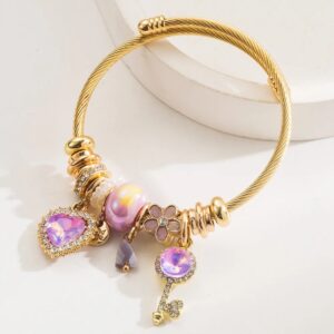 Brazalete Charm Fantasy Púrpura - Acero Inoxidable 304