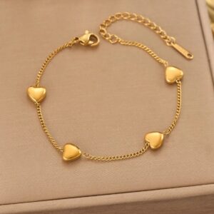 Pulsera Golden Hearts – Acero Inoxidable 316 con Dijes