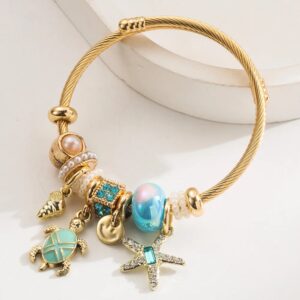 Brazalete Charm Marino Aqua - Acero Inoxidable 304