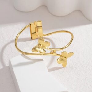 Brazalete Butterfly Duo – Acero Inoxidable 304 Chapado en Oro 18K