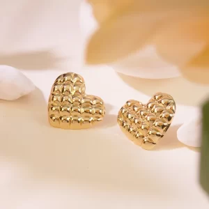 Aretes Corazón Golden Quilt