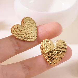 Aretes Corazón Golden Waves