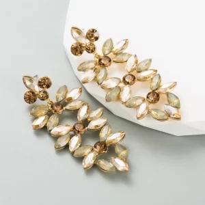 Pendientes Florales Crystal Garden Caqui