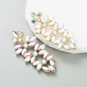 Pendientes Florales Crystal Garden Blanco