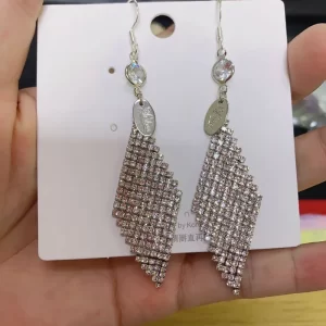 Pendientes Rombo Brillante Plateados