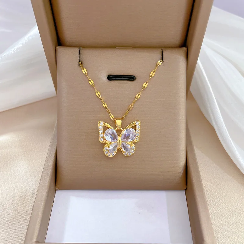 Collar Mariposa de Cristal Acero Inoxidable - Imagen 2