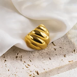 Anillo Ondulado Chapado en Oro 18K No 7