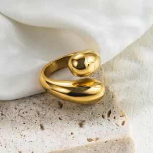 Anillo Geométrico Chapado en Oro 18K No 7