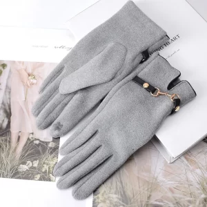 Guantes Con Detalle Metálico Gris