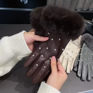 Guantes Termico Afelpado Blanco Con Piedras