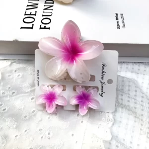 Set de Pinzas Flor (3 Piezas) Blanco Rosa