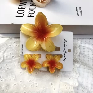 Set de Pinzas Flor (3 Piezas) Amarillo Rojo