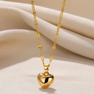Collar Corazón Brillante Acero Titanio