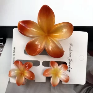 Set de Pinzas Flor (3 Piezas) Naranja