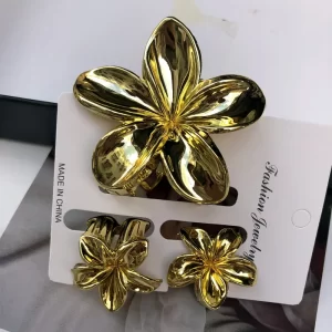 Set de Pinzas Flor (3 Piezas) Dorada